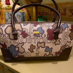 Tous Cream and Brown Patterned Satchel